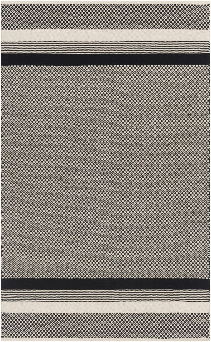 Black Hand Woven 100% Cotton Rustic Rectangle Handmade rug, Indoor use only, no fringe, non-washable. runner also available