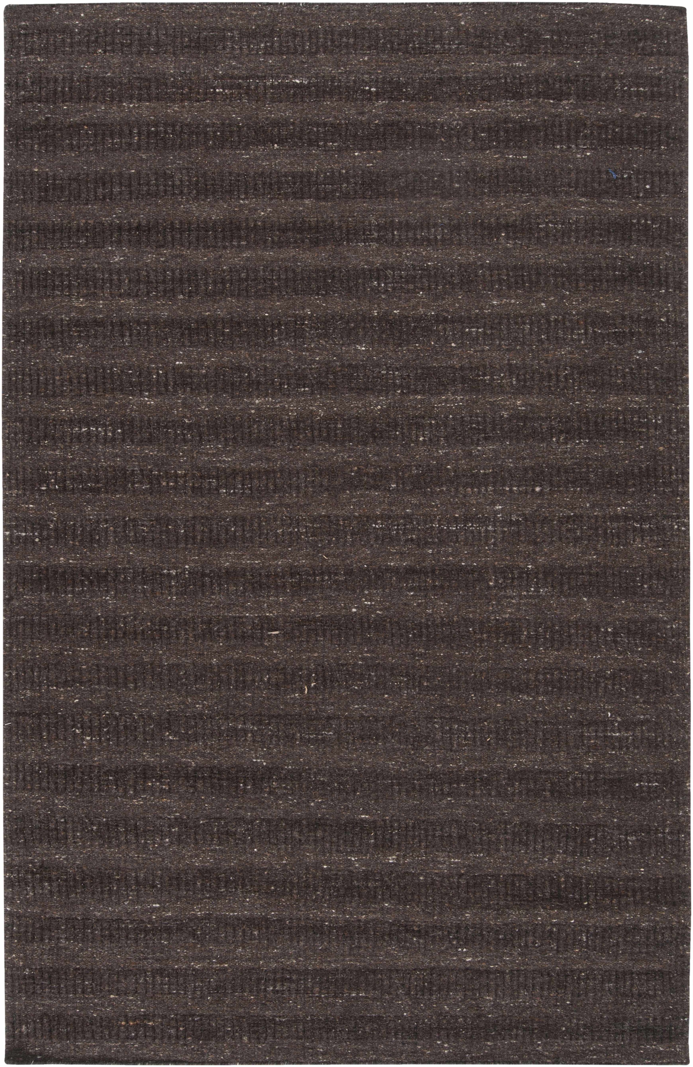 Black Hand Loomed 100% Wool Cottage Rectangle Handmade rug, Indoor use only, no fringe, non-washable.
