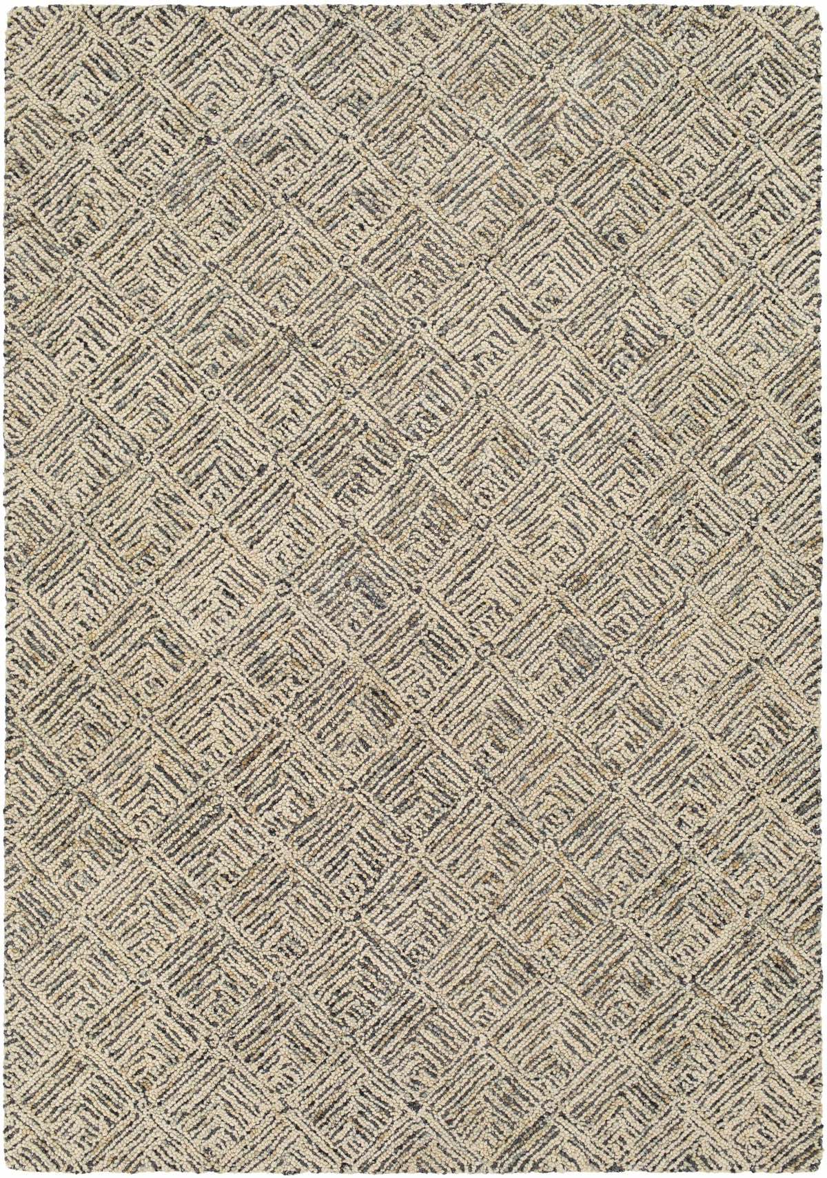 Ivory Hand Tufted 100% Wool Global Rectangle Handmade rug, Indoor use only, no fringe, non-washable.
