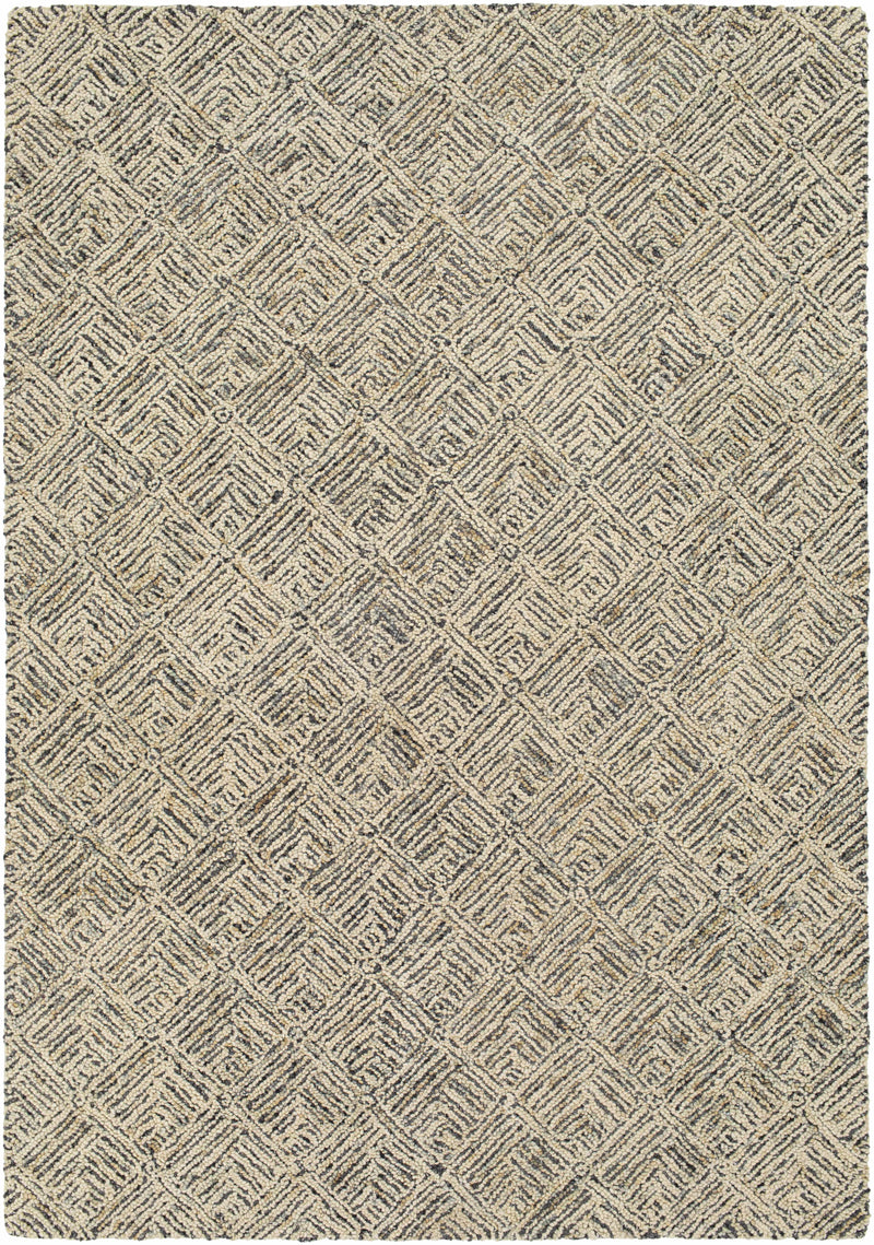 Ivory Hand Tufted 100% Wool Global Rectangle Handmade rug, Indoor use only, no fringe, non-washable.