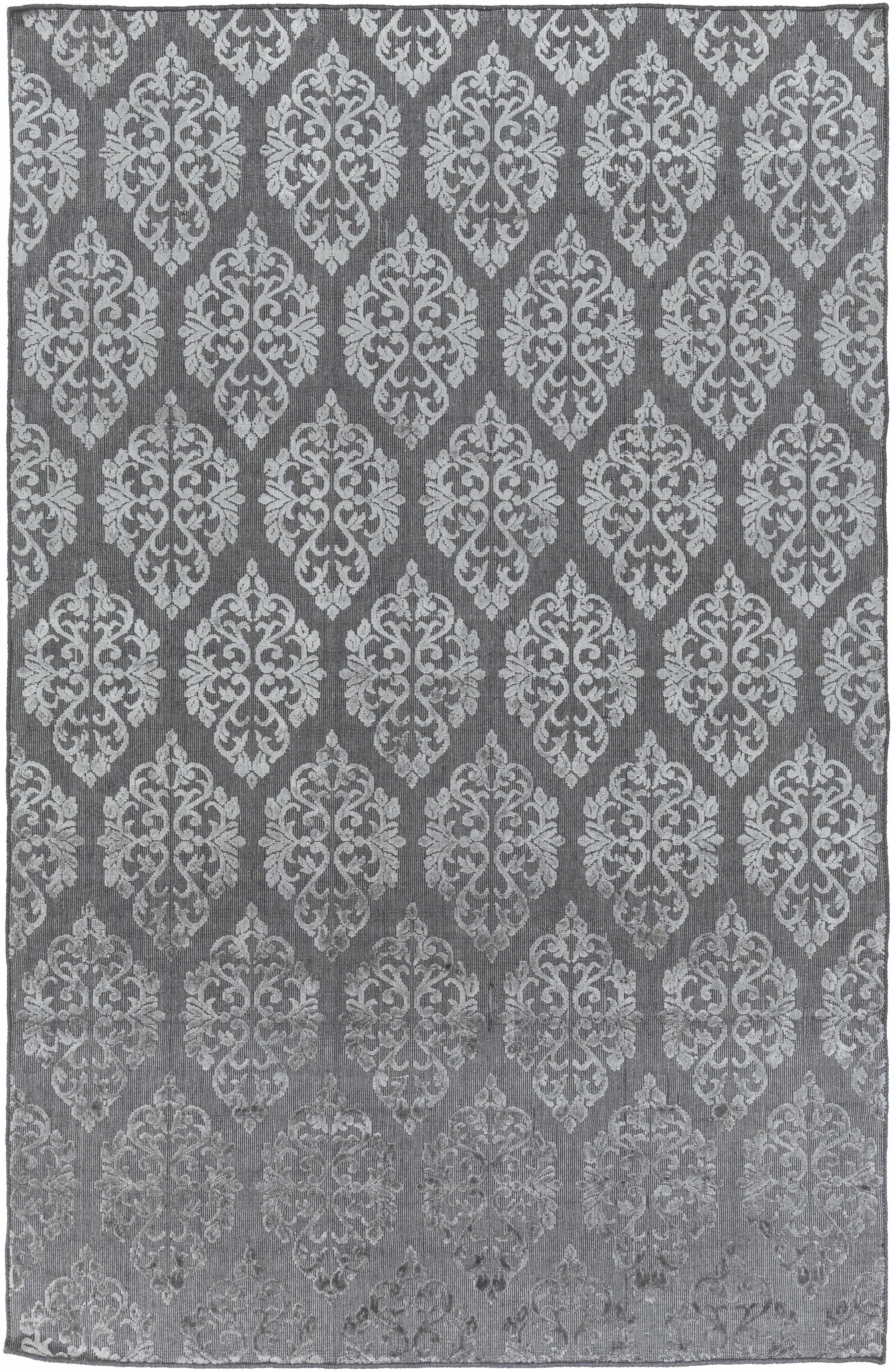 Medium Gray Hand Loomed 72% Viscose, 28% Wool Modern Rectangle Handmade rug, Indoor use only, no fringe, non-washable.