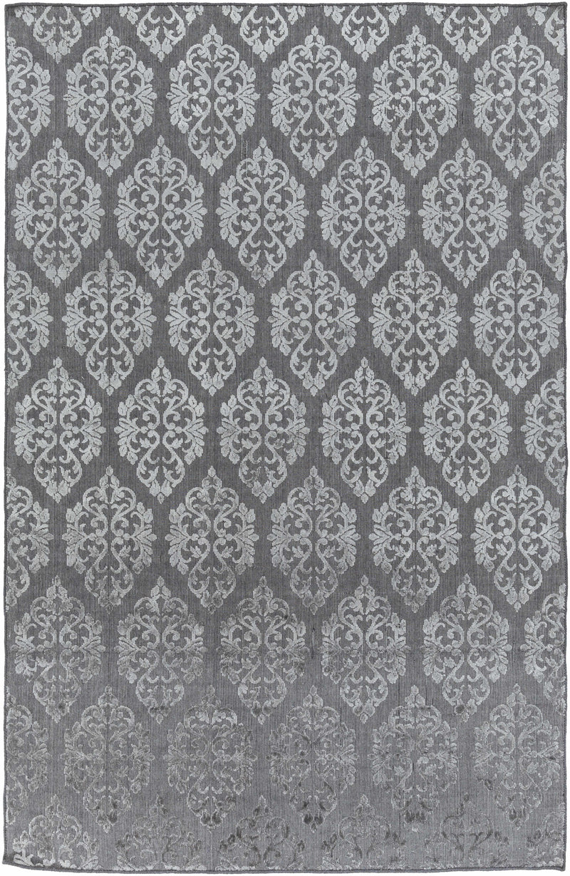 Medium Gray Hand Loomed 72% Viscose, 28% Wool Modern Rectangle Handmade rug, Indoor use only, no fringe, non-washable.