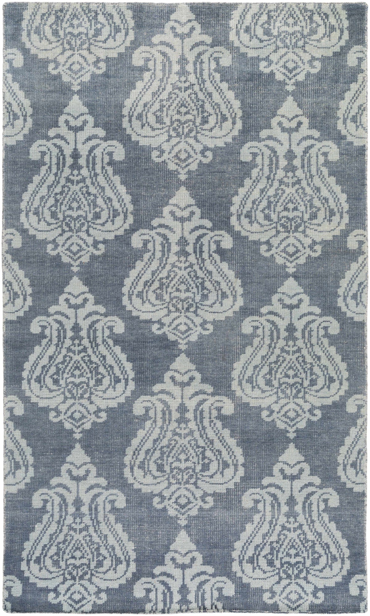 Blue Hand Knotted 100% Wool Modern Rectangle Handmade rug, Indoor use only, no fringe, non-washable.