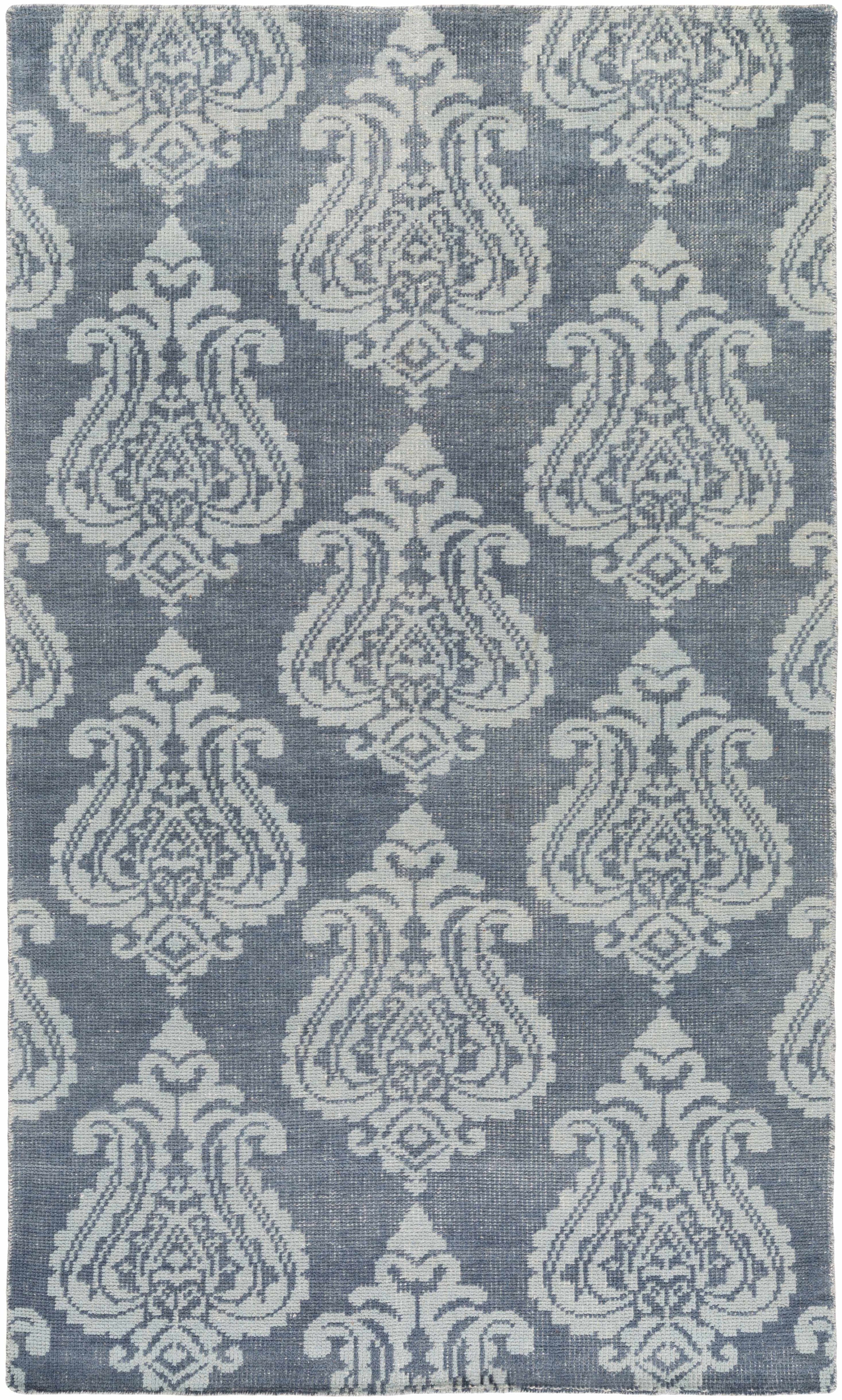 Blue Hand Knotted 100% Wool Modern Rectangle Handmade rug, Indoor use only, no fringe, non-washable.