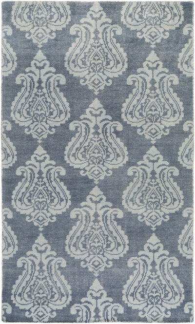Blue Hand Knotted 100% Wool Modern Rectangle Handmade rug, Indoor use only, no fringe, non-washable.