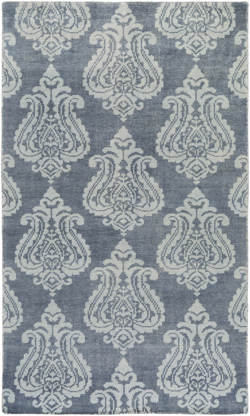 Blue Hand Knotted 100% Wool Modern Rectangle Handmade rug, Indoor use only, no fringe, non-washable.