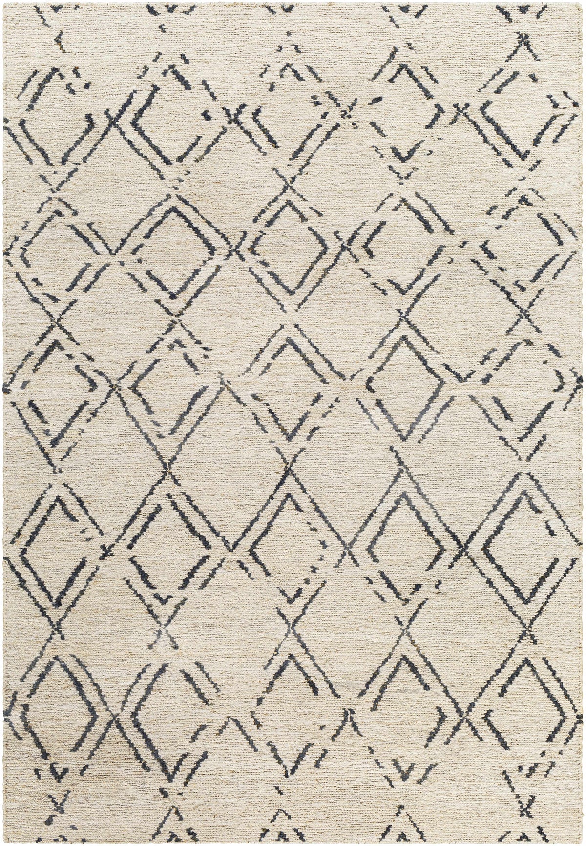 Beige Hand Woven 100% Jute Cottage Rectangle Handmade rug, Indoor use only, no fringe, non-washable.
