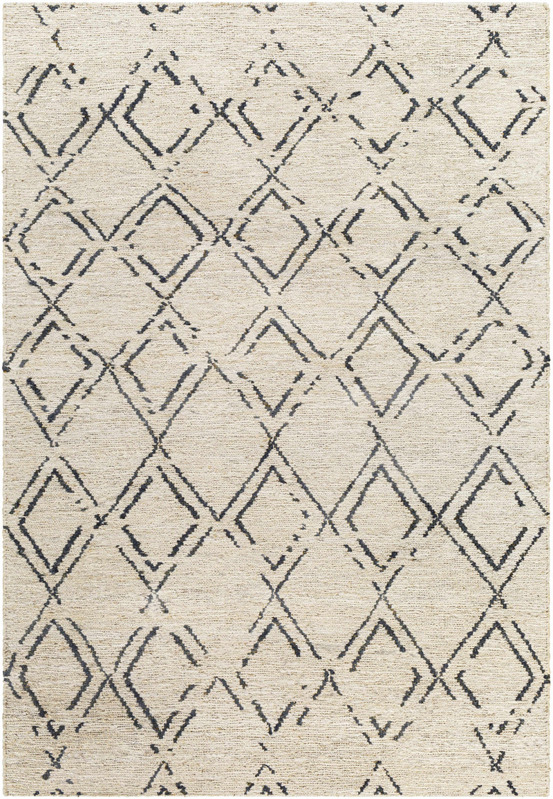 Beige Hand Woven 100% Jute Cottage Rectangle Handmade rug, Indoor use only, no fringe, non-washable.