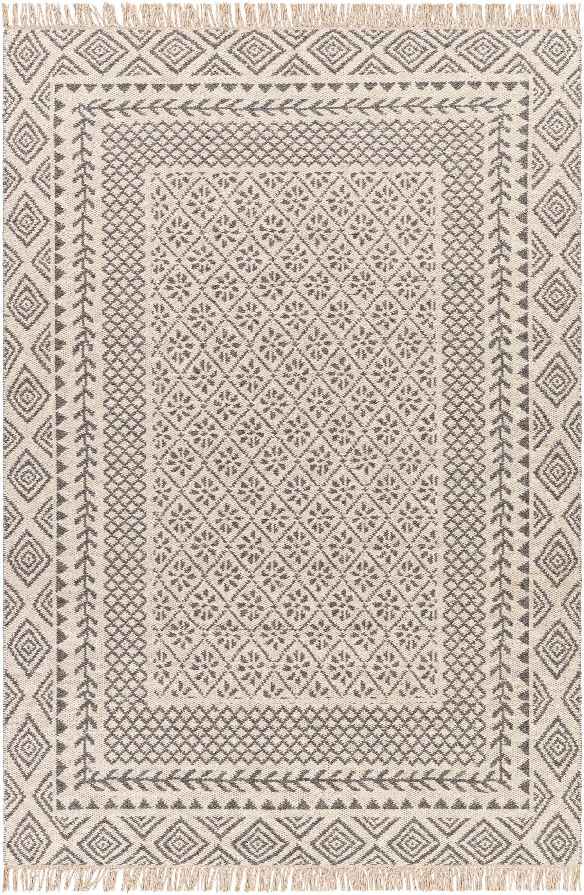 Beige Hand Woven 100% Wool Global Rectangle Handmade rug, Indoor use only, has fringe, non-washable. runner also available