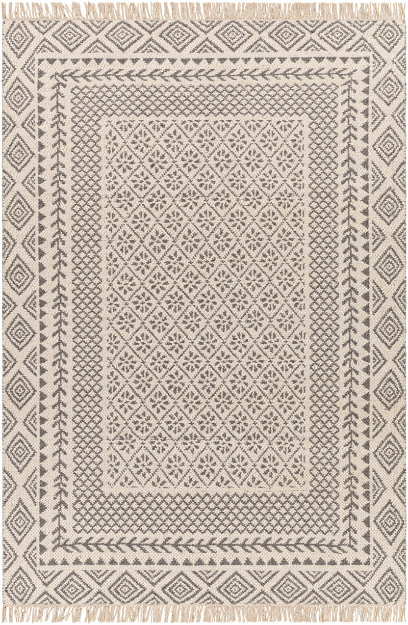 Beige Hand Woven 100% Wool Global Rectangle Handmade rug, Indoor use only, has fringe, non-washable. runner also available