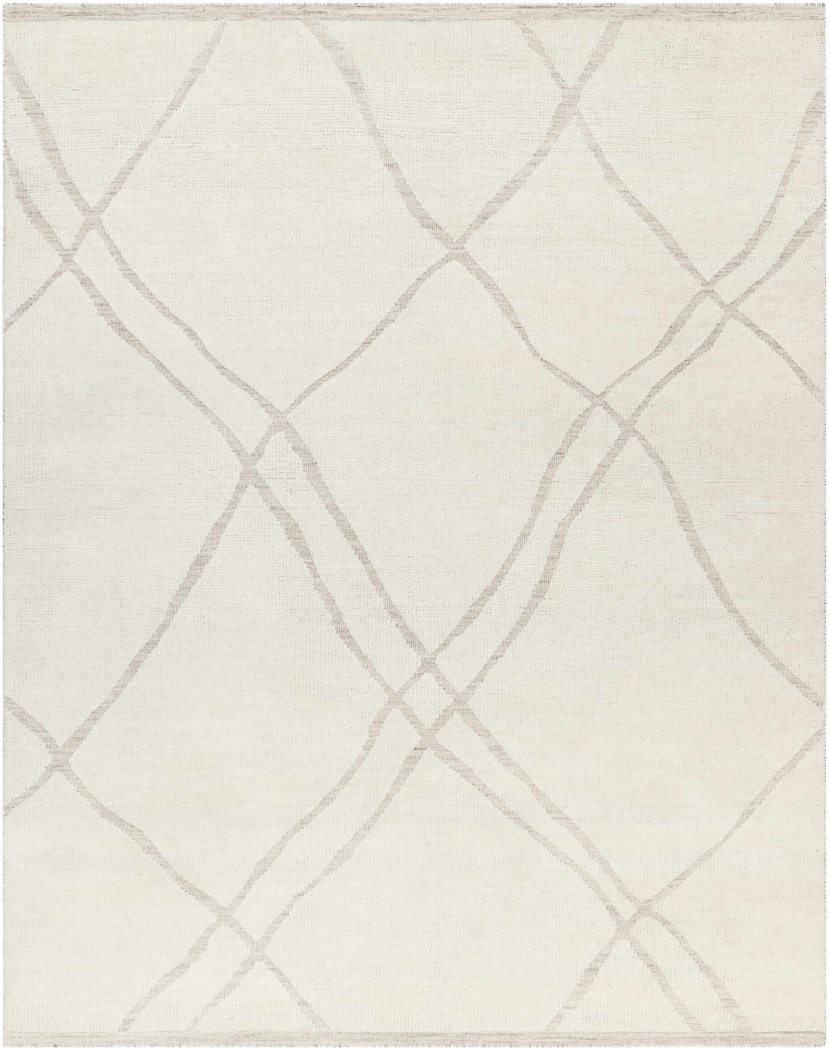 Cream Hand Knotted 100% Wool Global Rectangle Handmade rug, Indoor use only, no fringe, non-washable.