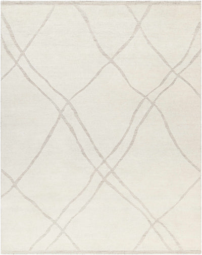 Cream Hand Knotted 100% Wool Global Rectangle Handmade rug, Indoor use only, no fringe, non-washable.
