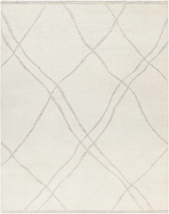 Cream Hand Knotted 100% Wool Global Rectangle Handmade rug, Indoor use only, no fringe, non-washable.