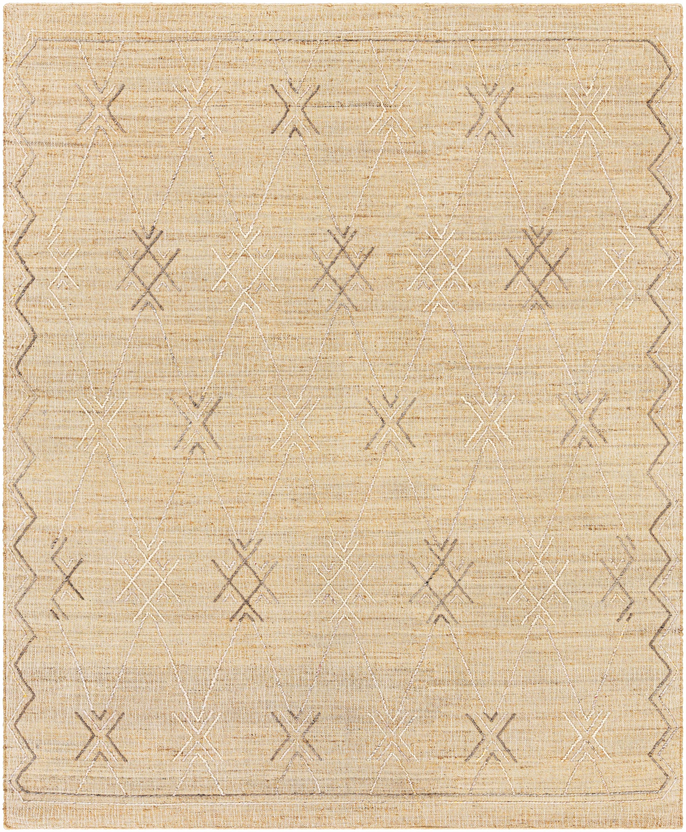 Beige Hand Woven 65% Jute, 20% Wool, 15% Polyester Traditional Rectangle Handmade rug, Indoor use only, no fringe, non-washable.