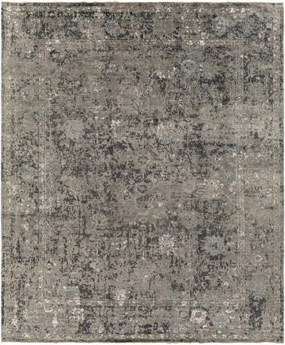 Charcoal Hand Knotted 100% Viscose Traditional Rectangle Handmade rug, Indoor use only, has fringe, non-washable. runner also available