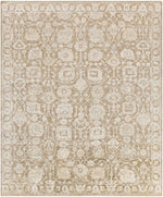 Taupe Hand Knotted 100% Viscose Traditional Rectangle Handmade rug, Indoor use only, has fringe, non-washable.