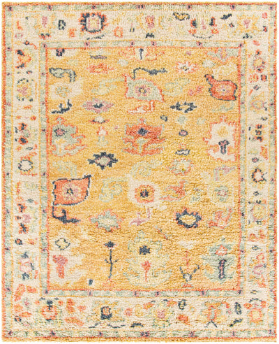 Mustard Hand Knotted 100% Wool Traditional Rectangle Handmade rug, Indoor use only, no fringe, non-washable. runner also available