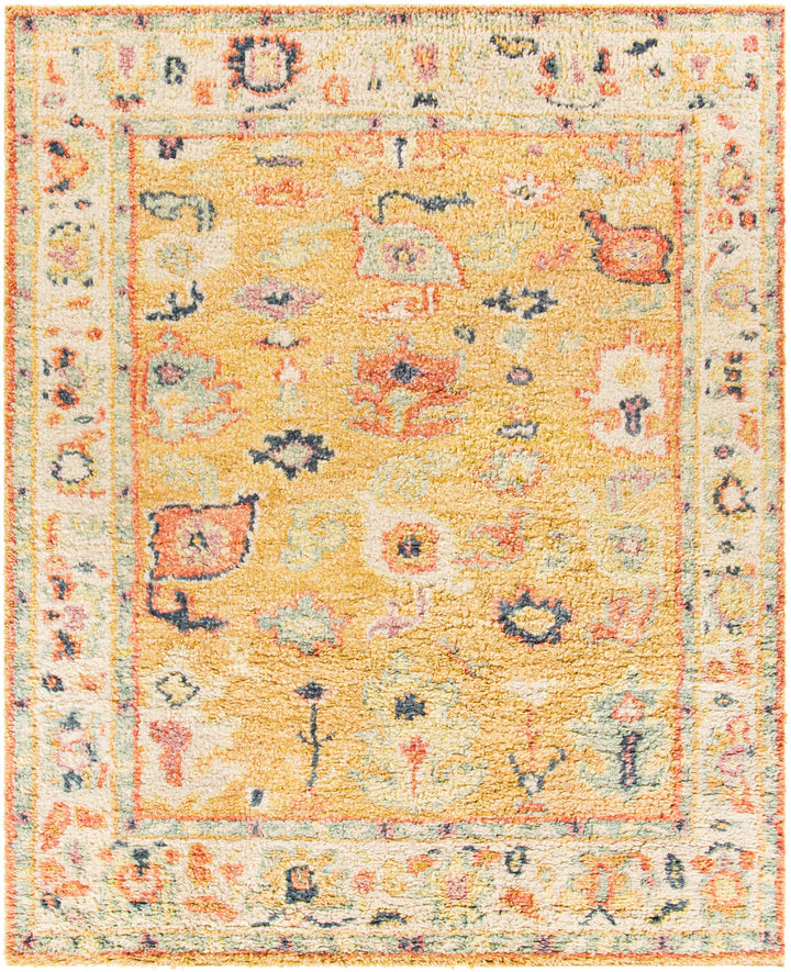 Mustard Hand Knotted 100% Wool Traditional Rectangle Handmade rug, Indoor use only, no fringe, non-washable. runner also available