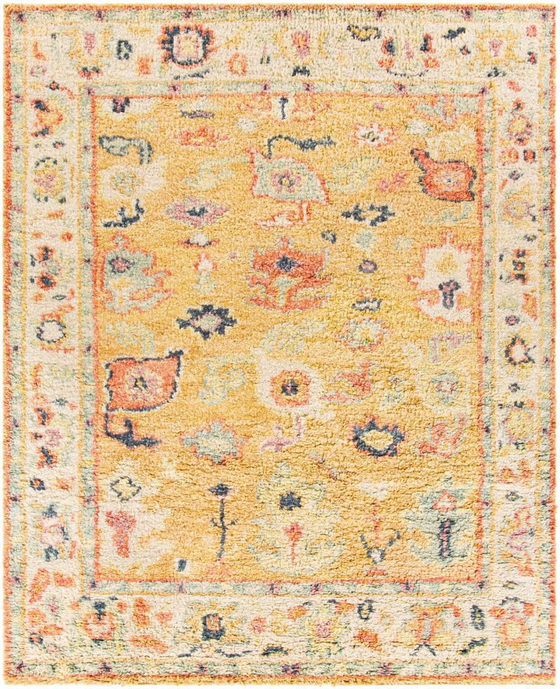 Mustard Hand Knotted 100% Wool Traditional Rectangle Handmade rug, Indoor use only, no fringe, non-washable. runner also available