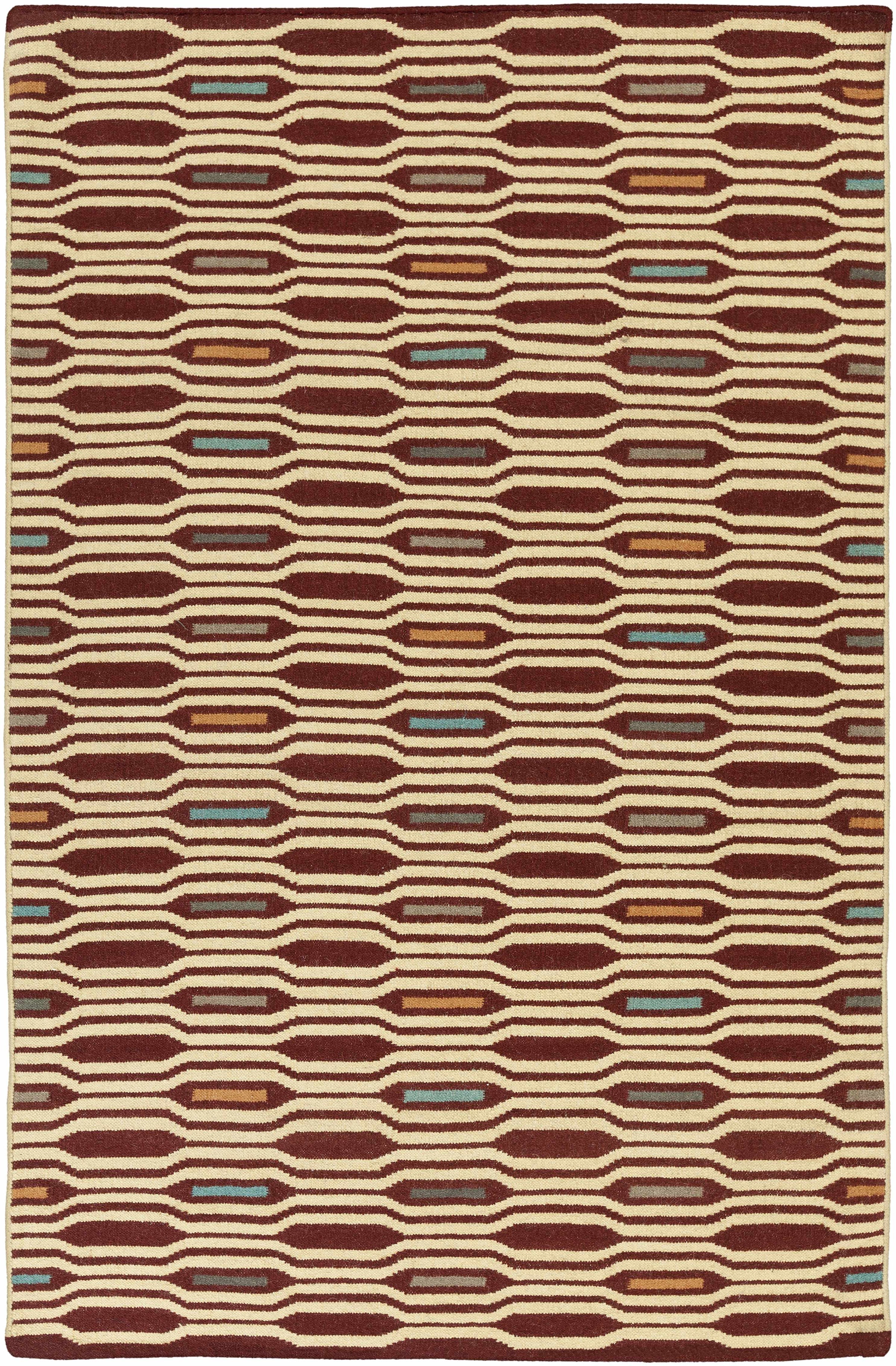 Rust Hand Woven 100% Wool Modern Rectangle Handmade rug, Indoor use only, no fringe, non-washable. runner also available