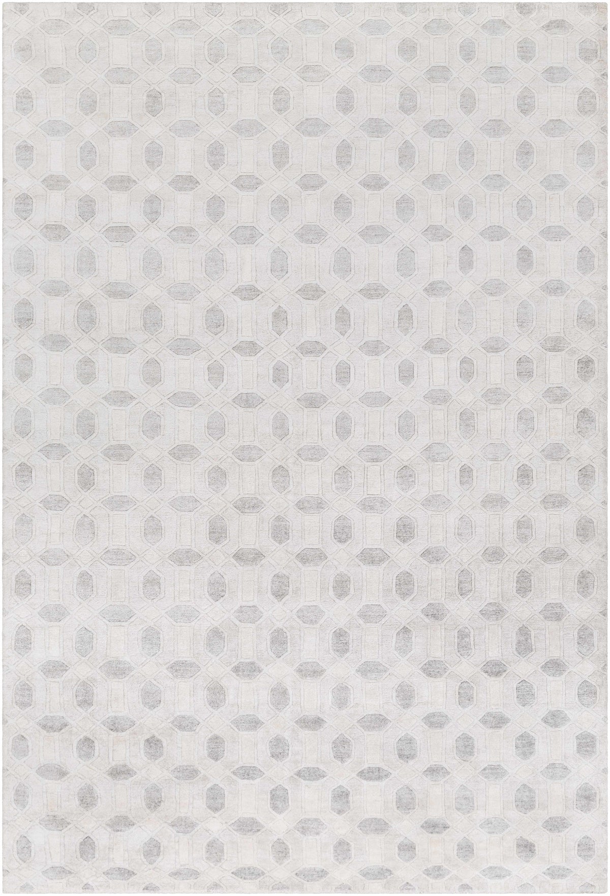 Off-White Hand Knotted 100% Viscose Modern Rectangle Handmade rug, Indoor use only, no fringe, non-washable.