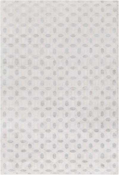 Off-White Hand Knotted 100% Viscose Modern Rectangle Handmade rug, Indoor use only, no fringe, non-washable.