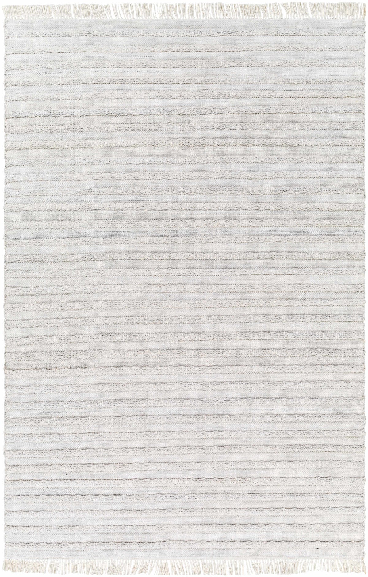 Light Gray Hand Woven 100% Recycled PET Yarn Modern Rectangle Handmade rug, Indoor use only, has fringe, non-washable. runner also available