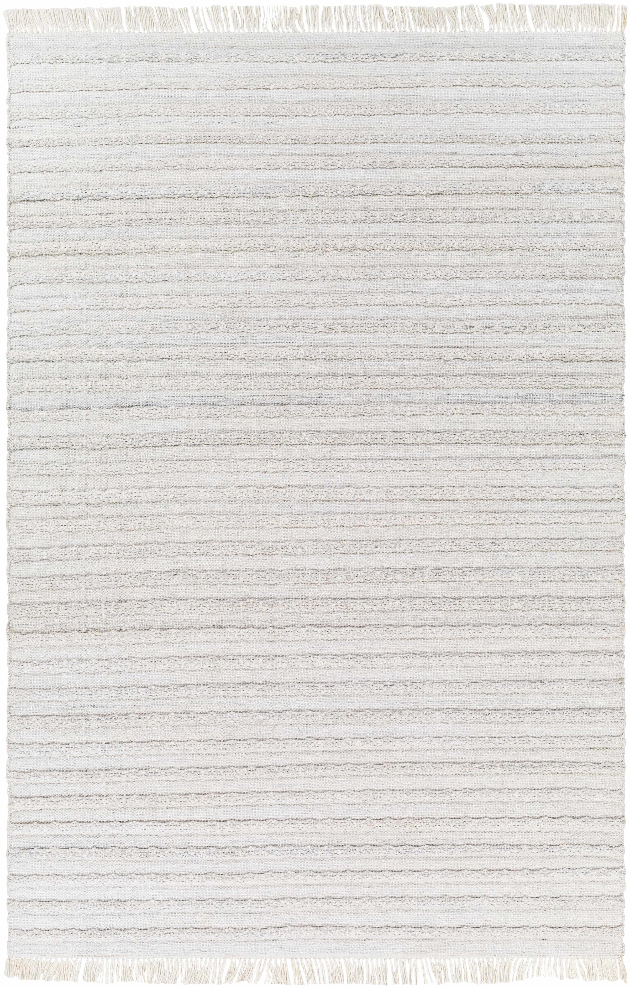 Light Gray Hand Woven 100% Recycled PET Yarn Modern Rectangle Handmade rug, Indoor use only, has fringe, non-washable. runner also available