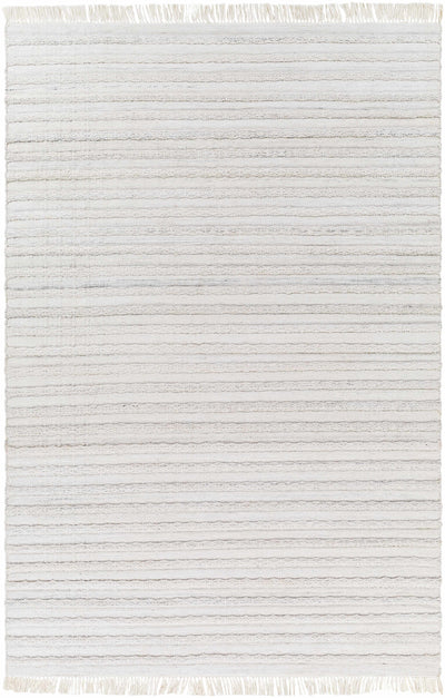 Light Gray Hand Woven 100% Recycled PET Yarn Modern Rectangle Handmade rug, Indoor use only, has fringe, non-washable. runner also available