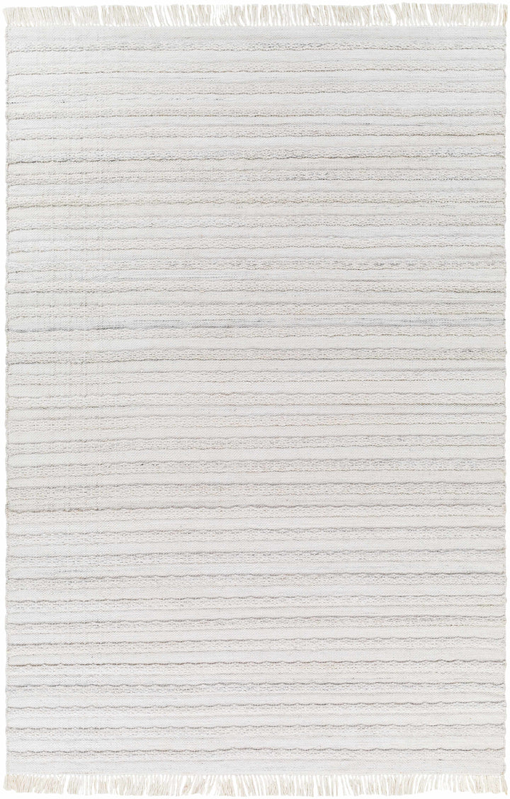 Light Gray Hand Woven 100% Recycled PET Yarn Modern Rectangle Handmade rug, Indoor use only, has fringe, non-washable. runner also available