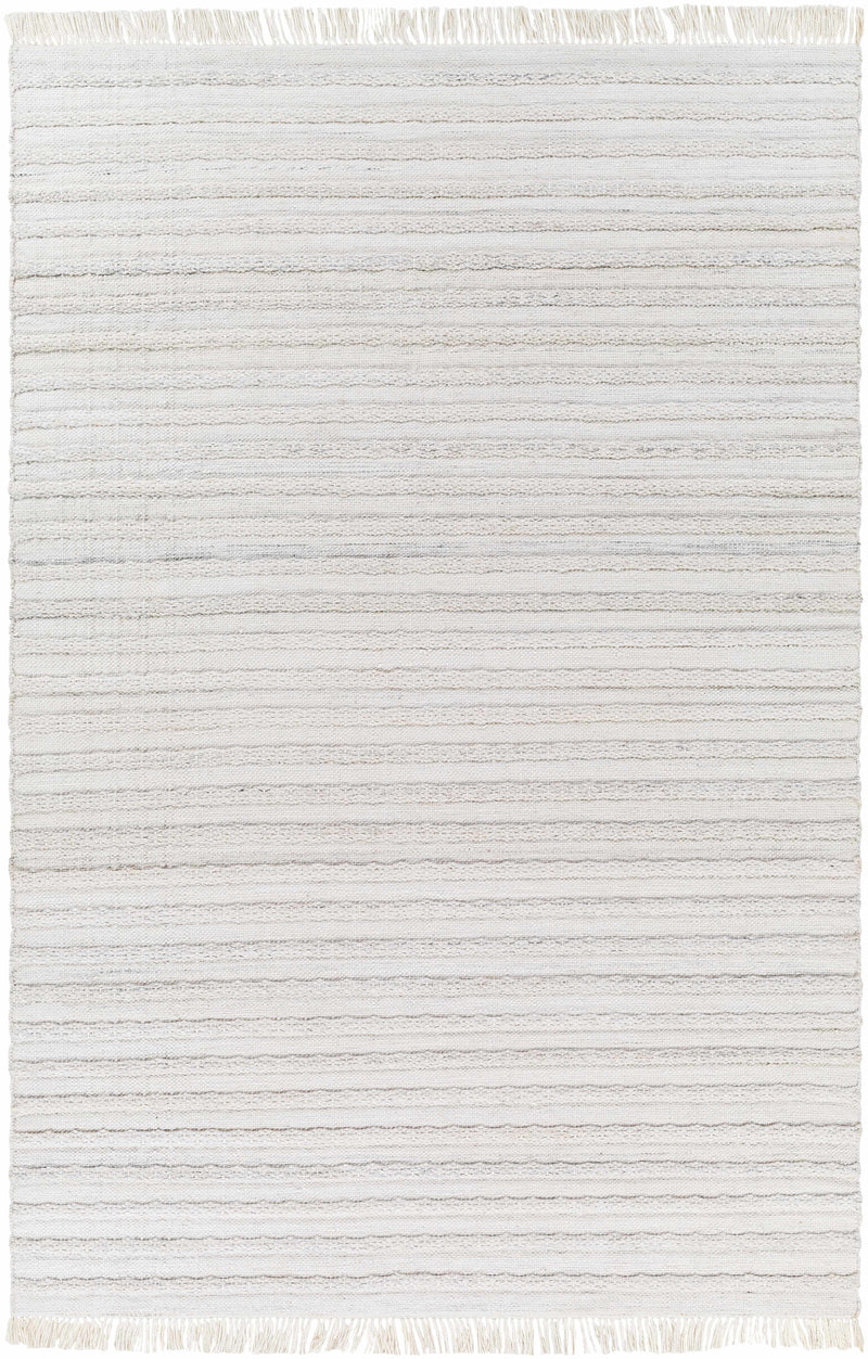Light Gray Hand Woven 100% Recycled PET Yarn Modern Rectangle Handmade rug, Indoor use only, has fringe, non-washable. runner also available
