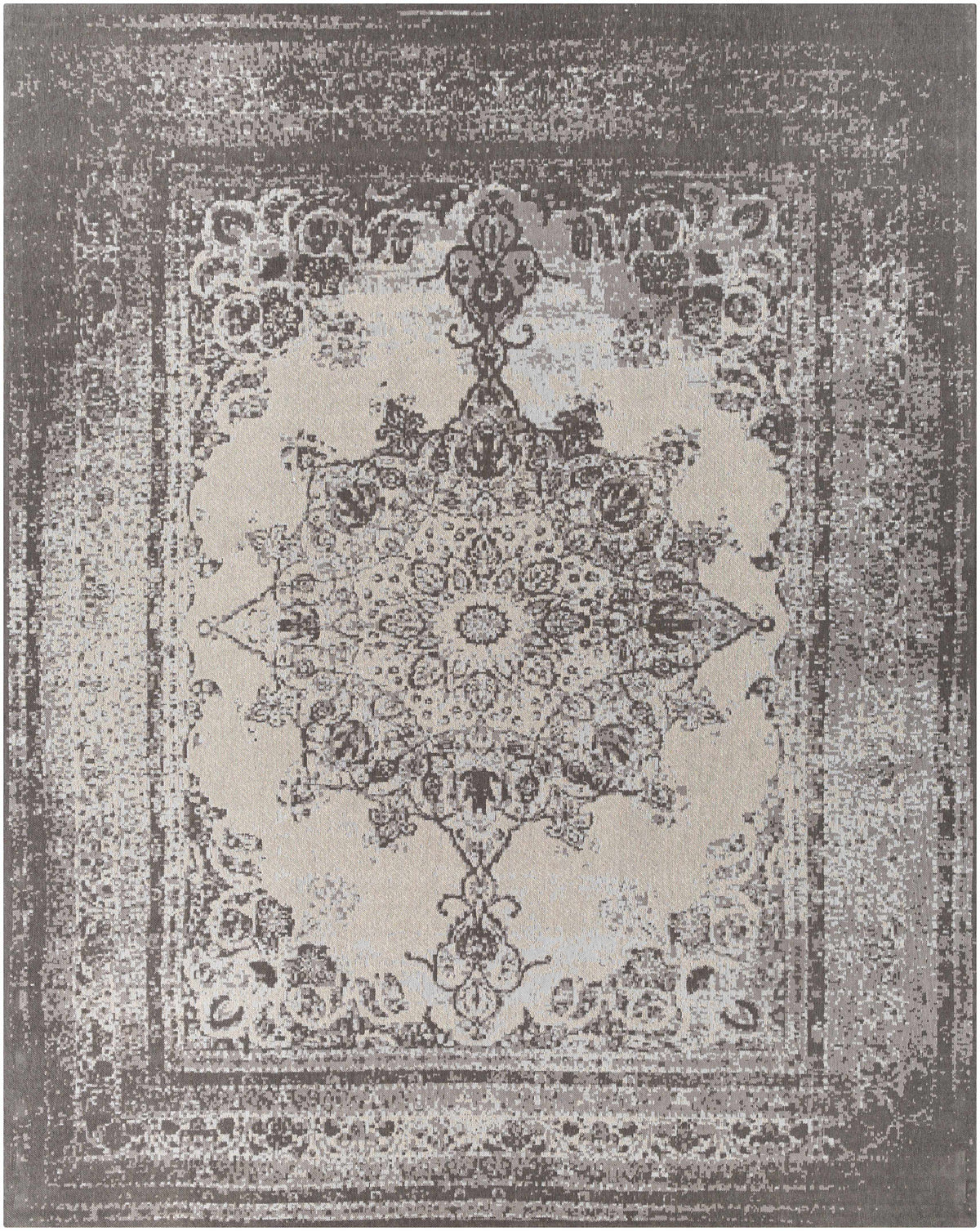 Charcoal Hand Woven 100% Chenille-Polyester Traditional Rectangle Handmade rug, Indoor use only, no fringe, non-washable.