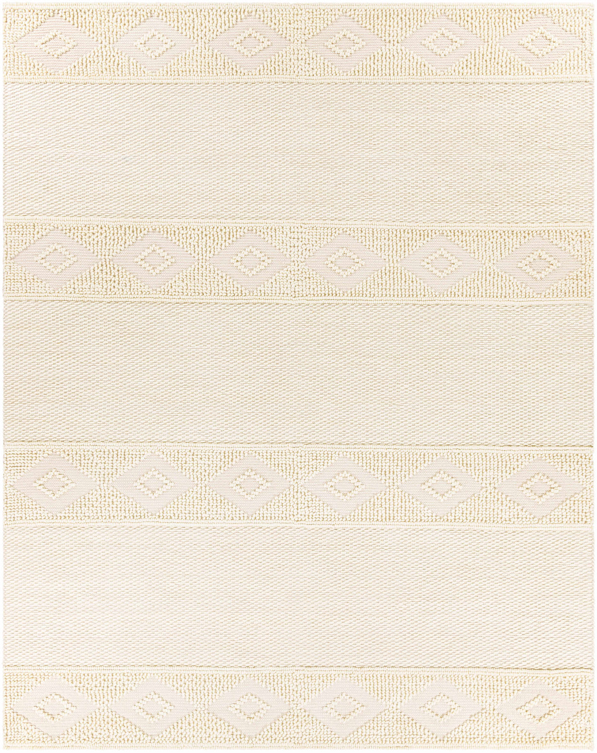 Cream Hand Woven 60% Wool, 40% Cotton Global Rectangle Handmade rug, Indoor use only, no fringe, non-washable. runner also available