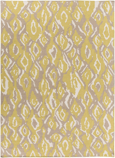 Tan Hand Woven 100% Wool Modern Rectangle Handmade rug, Indoor use only, no fringe, non-washable.