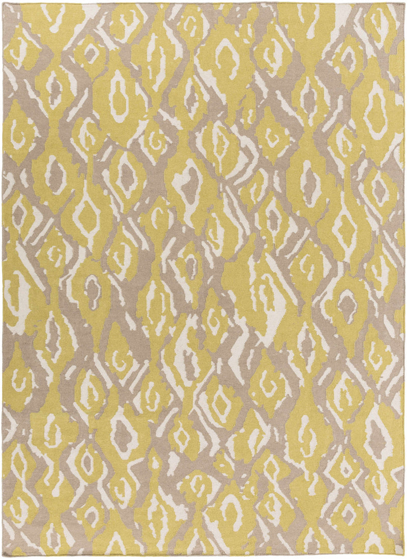 Tan Hand Woven 100% Wool Modern Rectangle Handmade rug, Indoor use only, no fringe, non-washable.