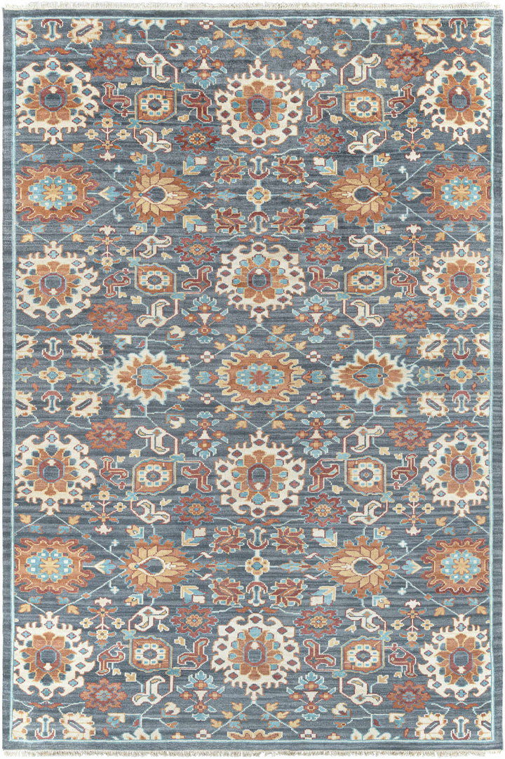 Dark Green Hand Knotted 100% Wool Traditional Rectangle Handmade rug, Indoor use only, has fringe, non-washable.