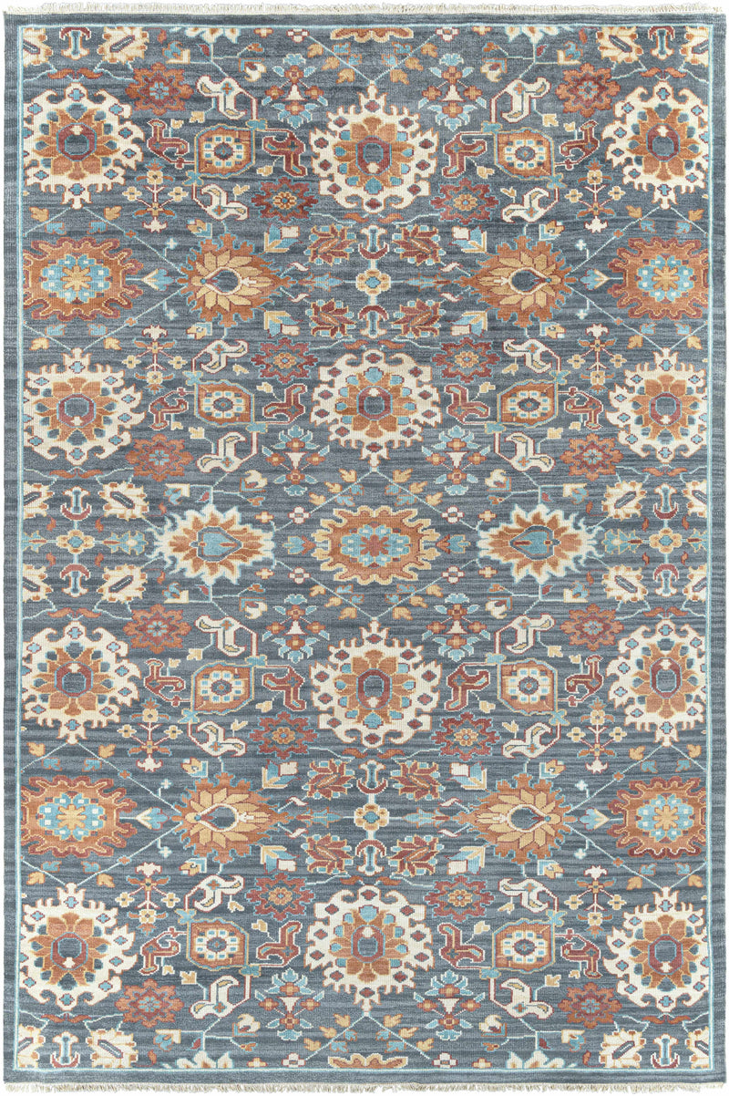 Dark Green Hand Knotted 100% Wool Traditional Rectangle Handmade rug, Indoor use only, has fringe, non-washable.