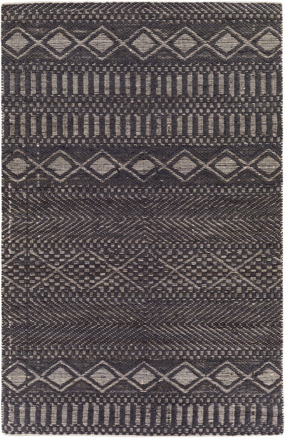 Black Hand Woven 80% Jute, 20% Cotton Global Rectangle Handmade rug, Indoor use only, no fringe, non-washable. runner also available