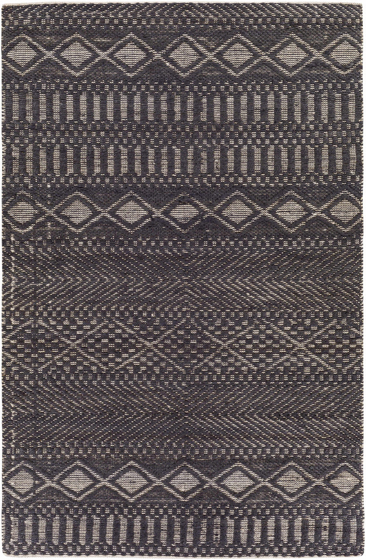 Black Hand Woven 80% Jute, 20% Cotton Global Rectangle Handmade rug, Indoor use only, no fringe, non-washable. runner also available