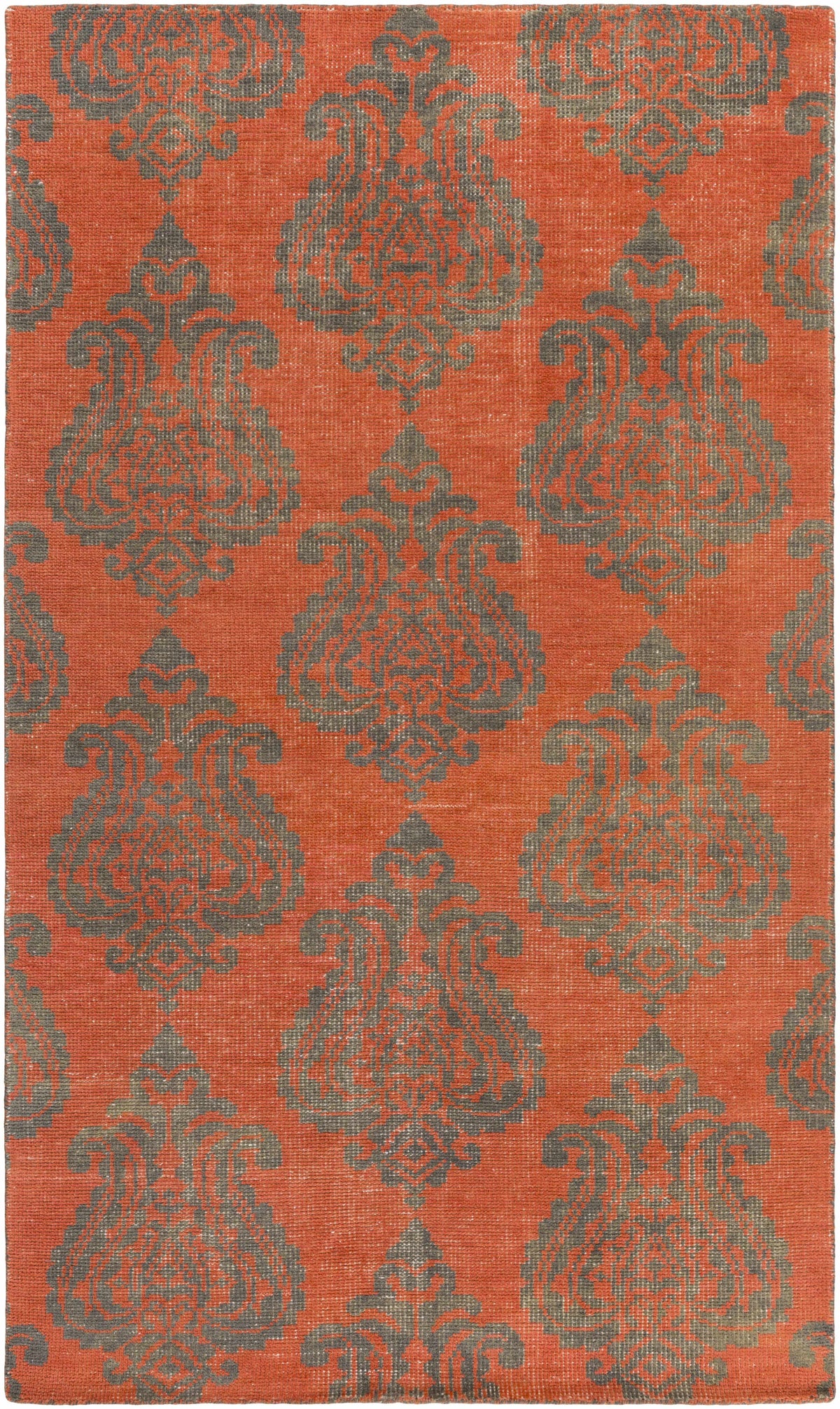 Coral Hand Knotted 100% Wool Modern Rectangle Handmade rug, Indoor use only, no fringe, non-washable.