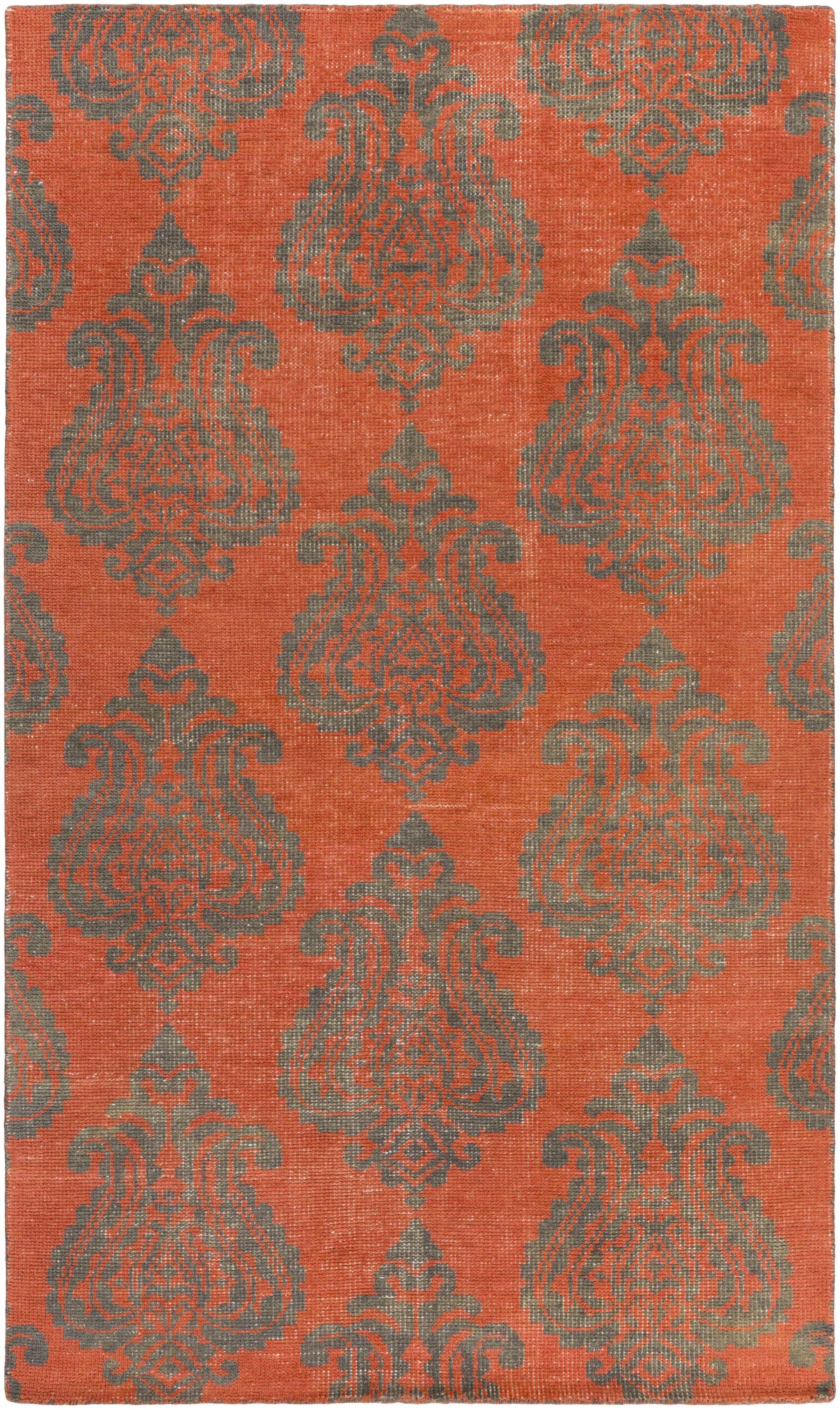 Coral Hand Knotted 100% Wool Modern Rectangle Handmade rug, Indoor use only, no fringe, non-washable.