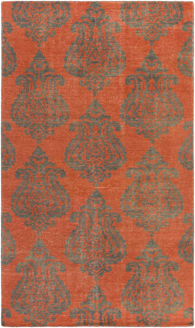 Coral Hand Knotted 100% Wool Modern Rectangle Handmade rug, Indoor use only, no fringe, non-washable.