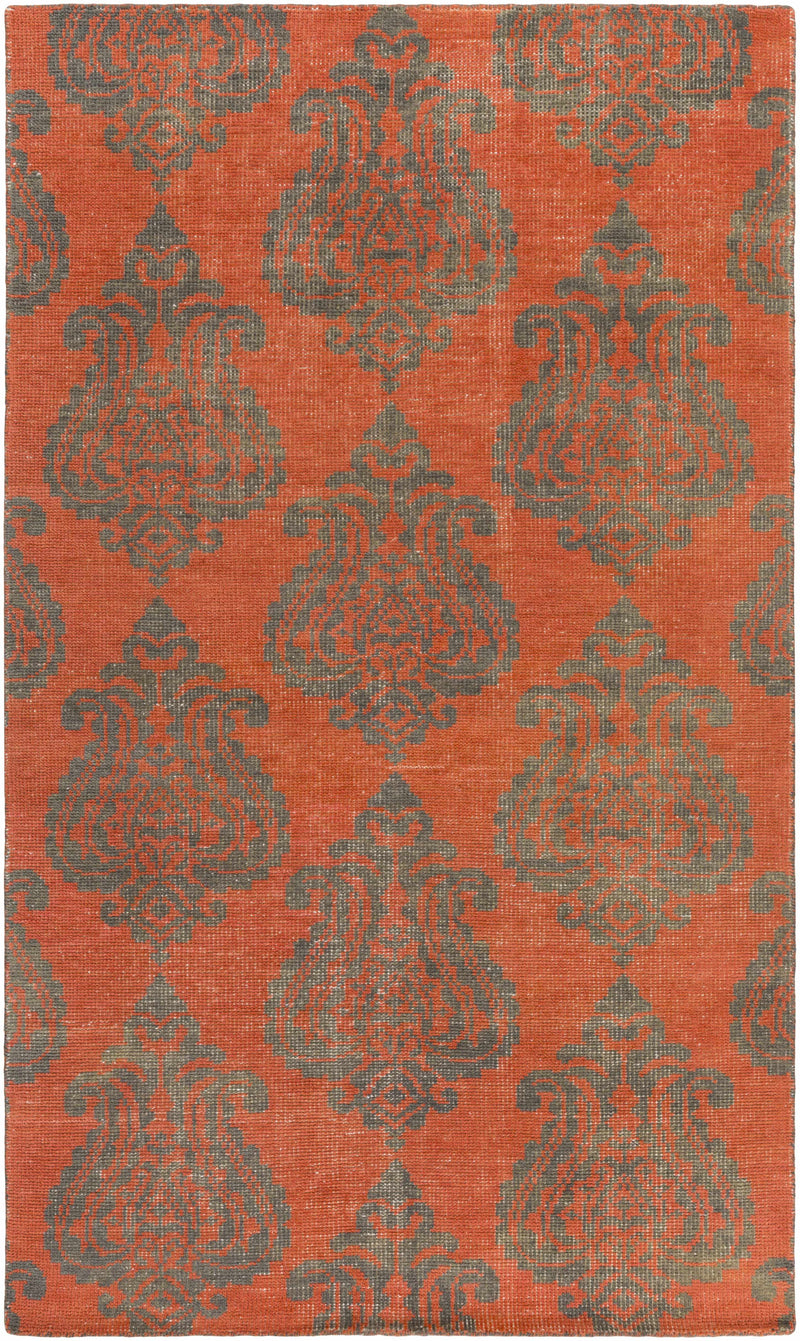 Coral Hand Knotted 100% Wool Modern Rectangle Handmade rug, Indoor use only, no fringe, non-washable.
