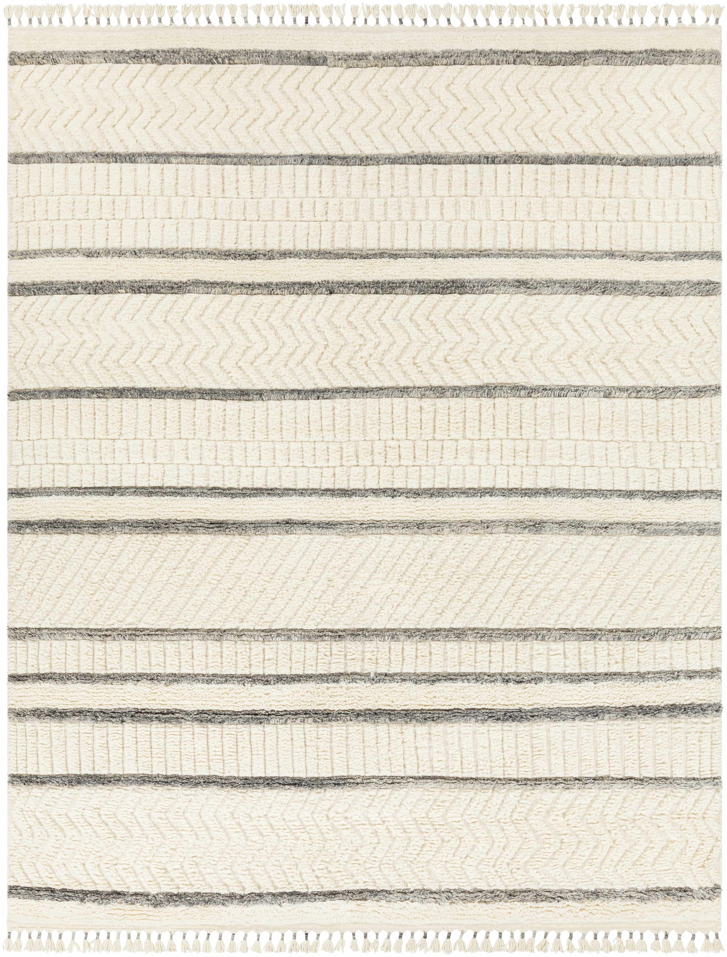 Charcoal Hand Knotted 100% NZ Wool Global Rectangle Handmade rug, Indoor use only, has fringe, non-washable.