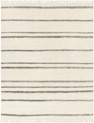 Charcoal Hand Knotted 100% NZ Wool Global Rectangle Handmade rug, Indoor use only, has fringe, non-washable.