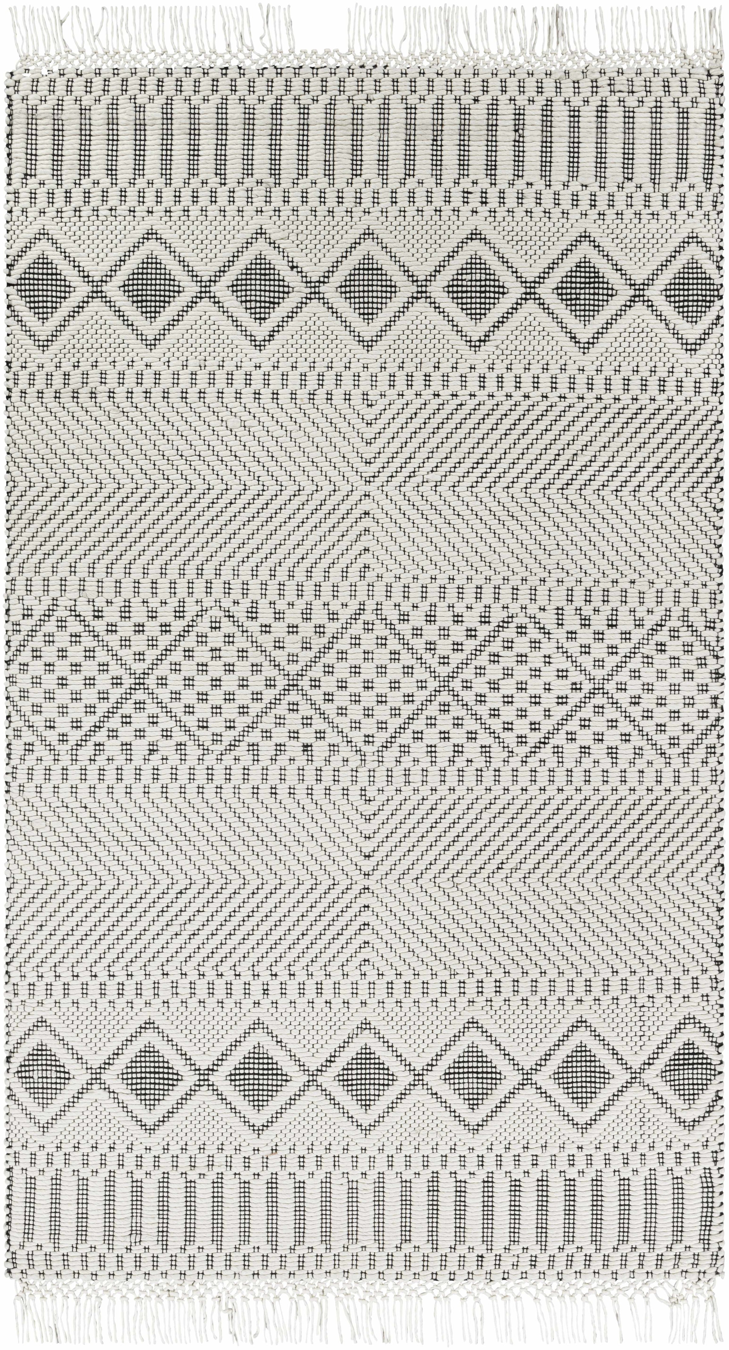 Black Hand Woven 100% NZ Wool Global Rectangle Handmade rug, Indoor use only, has fringe, non-washable. runner also available