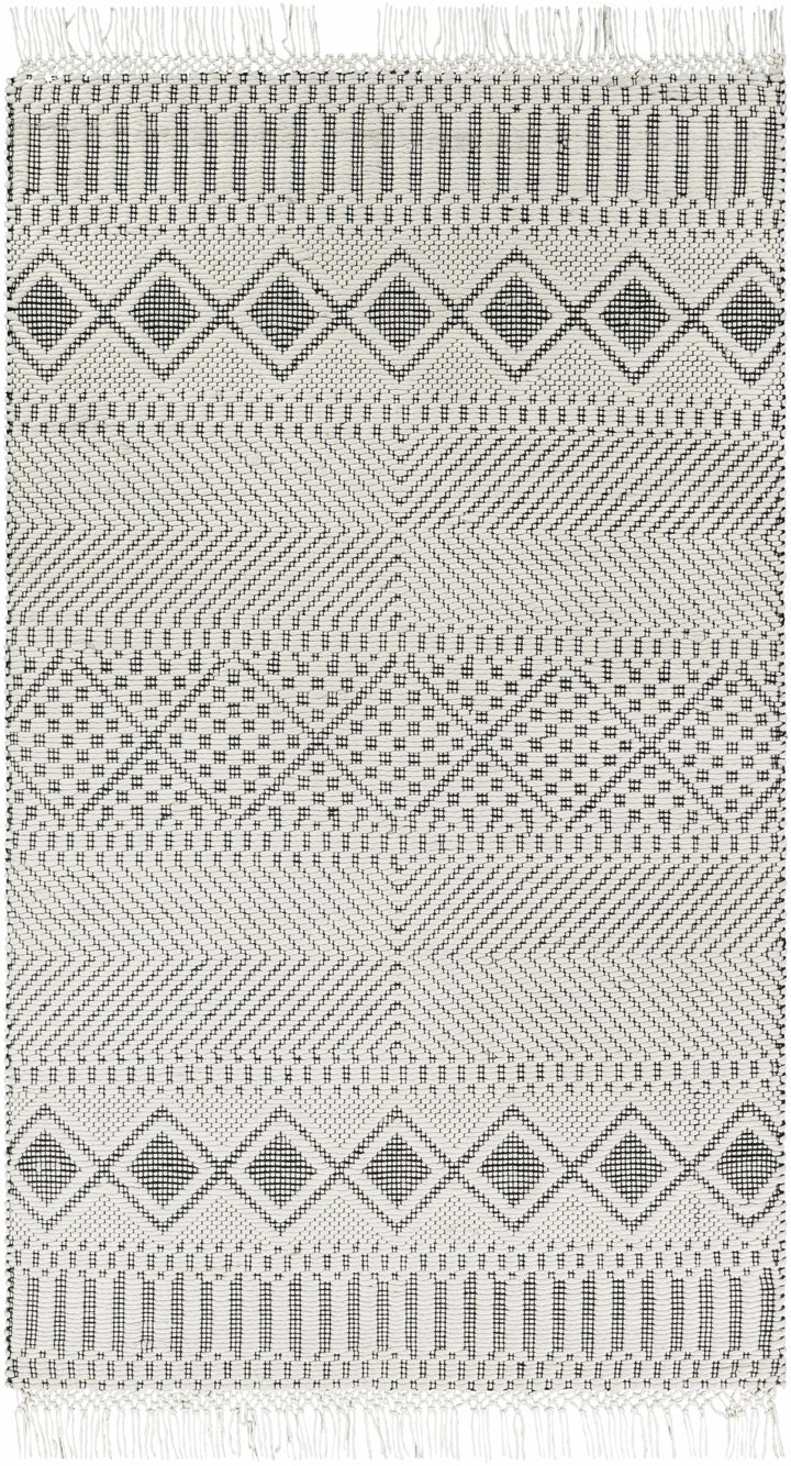 Black Hand Woven 100% NZ Wool Global Rectangle Handmade rug, Indoor use only, has fringe, non-washable. runner also available