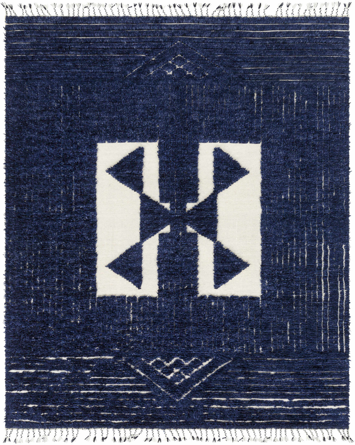 Cream Hand Knotted 100% Wool Global Rectangle Handmade rug, Indoor use only, has fringe, non-washable.