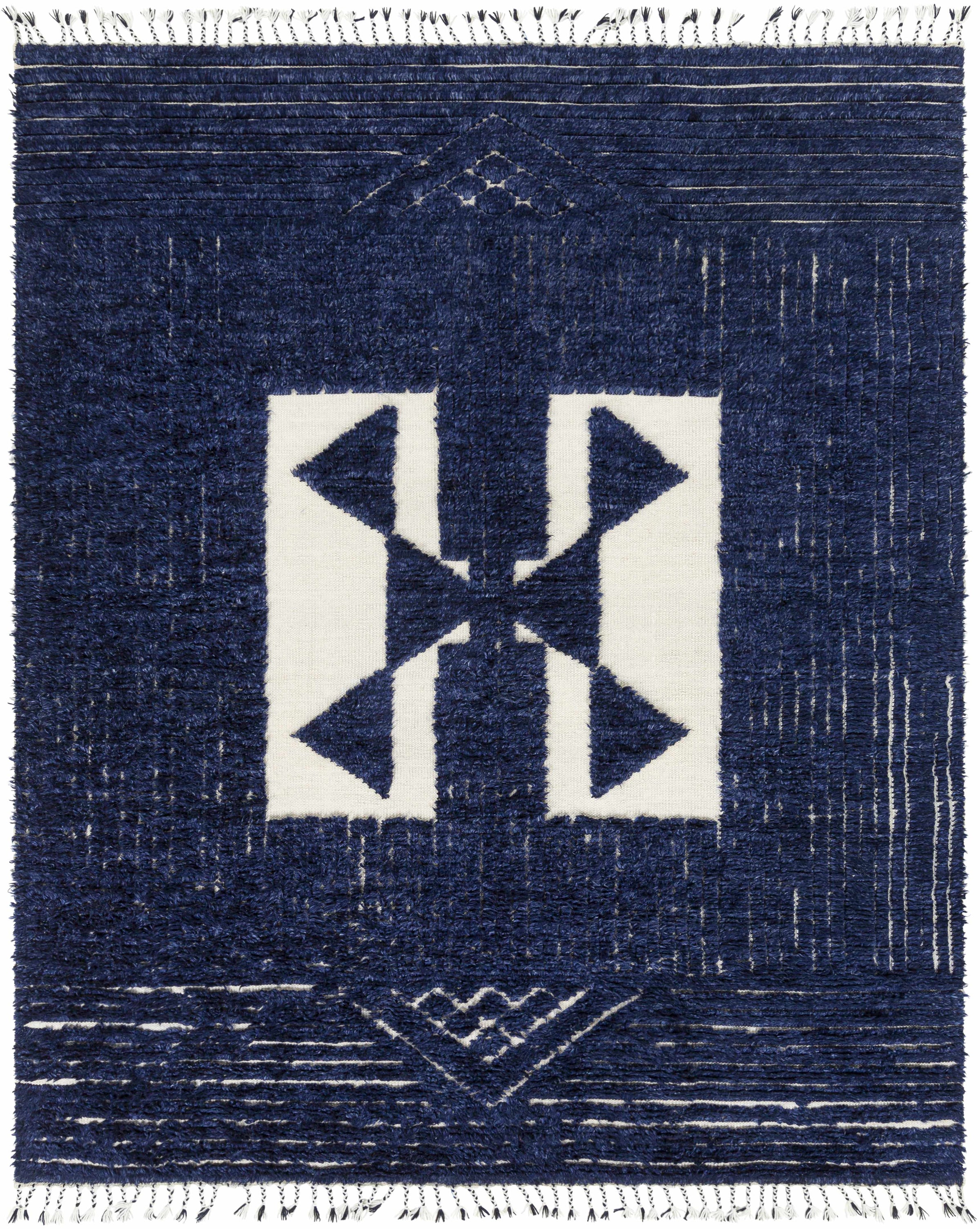 Cream Hand Knotted 100% Wool Global Rectangle Handmade rug, Indoor use only, has fringe, non-washable.