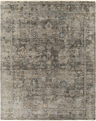 Medium Gray Hand Knotted 100% Viscose Traditional Rectangle Handmade rug, Indoor use only, has fringe, non-washable. runner also available